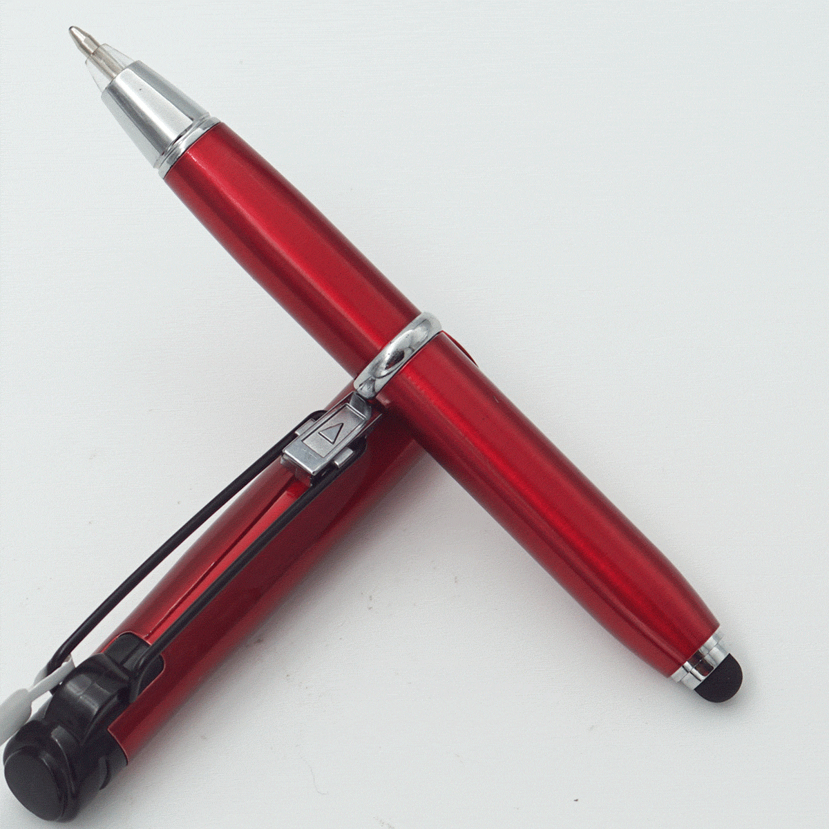 penhouse.in Red Color Body With Stylus And Red Color Long Cap With Silver Trims Fine Tip Cap Type Ball Pen SKU 23958