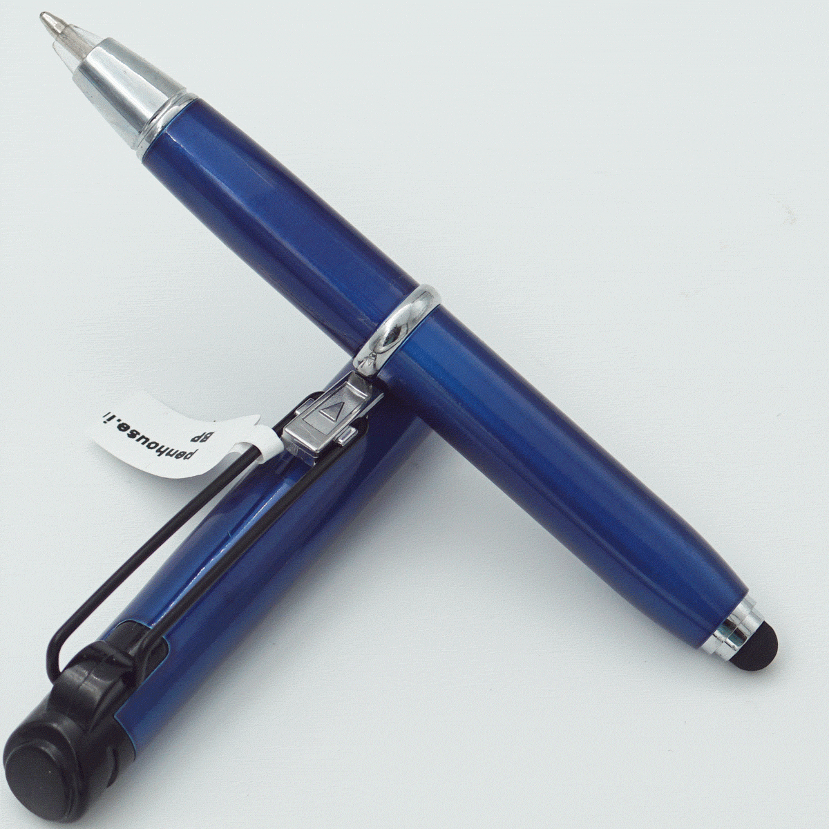 penhouse.in Blue Color Body With Stylus  And Blue Color Long Cap With Silver Trims Fine Tip Cap Type Ball Pen SKU 23959