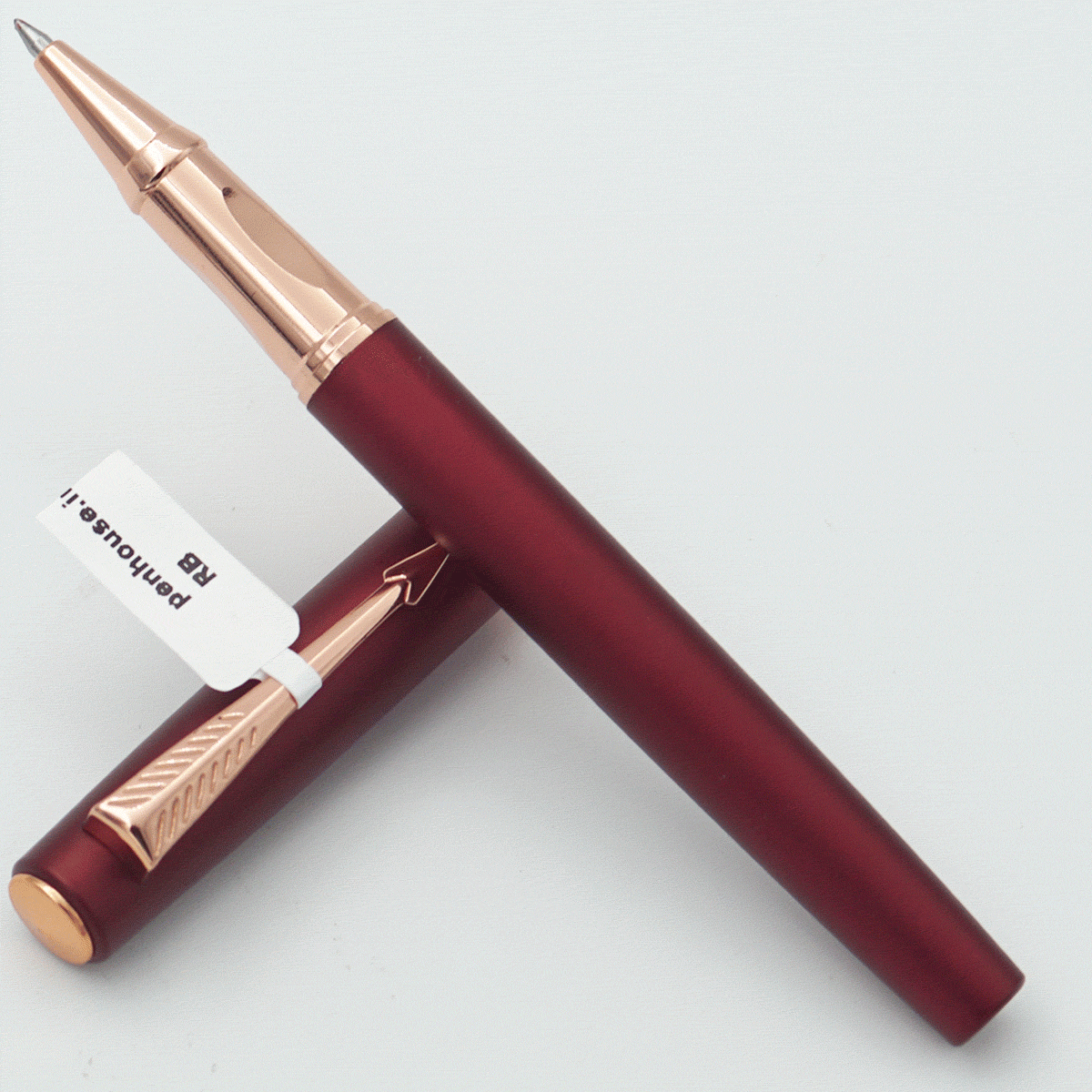 penhouse.in Mat Red Color Body With Mat Red Color Cap And Copper Clip Medium Tip Roller Ball Pen SKU 23962