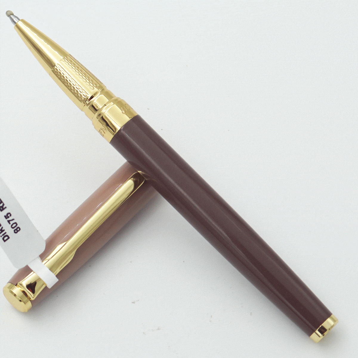 Dikawen 8075 Brown Color Body With Light Brown Color Cap And Golden Clip Medium Tip Roller Ball Pen SKU 23974