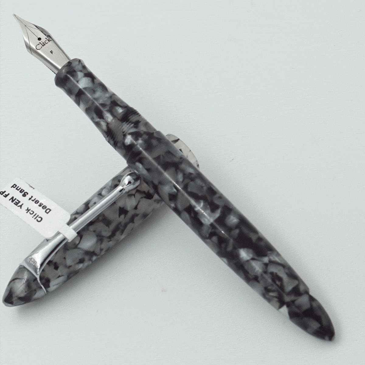 Click YEN Desert Sand Black With Grey Color Acrylic Body And Cap Silver Color Clip No 35 Fine Nib  Eye Dropper Model Fountain Pen (3 in 1) (Nib Can be Customised) SKU 24010