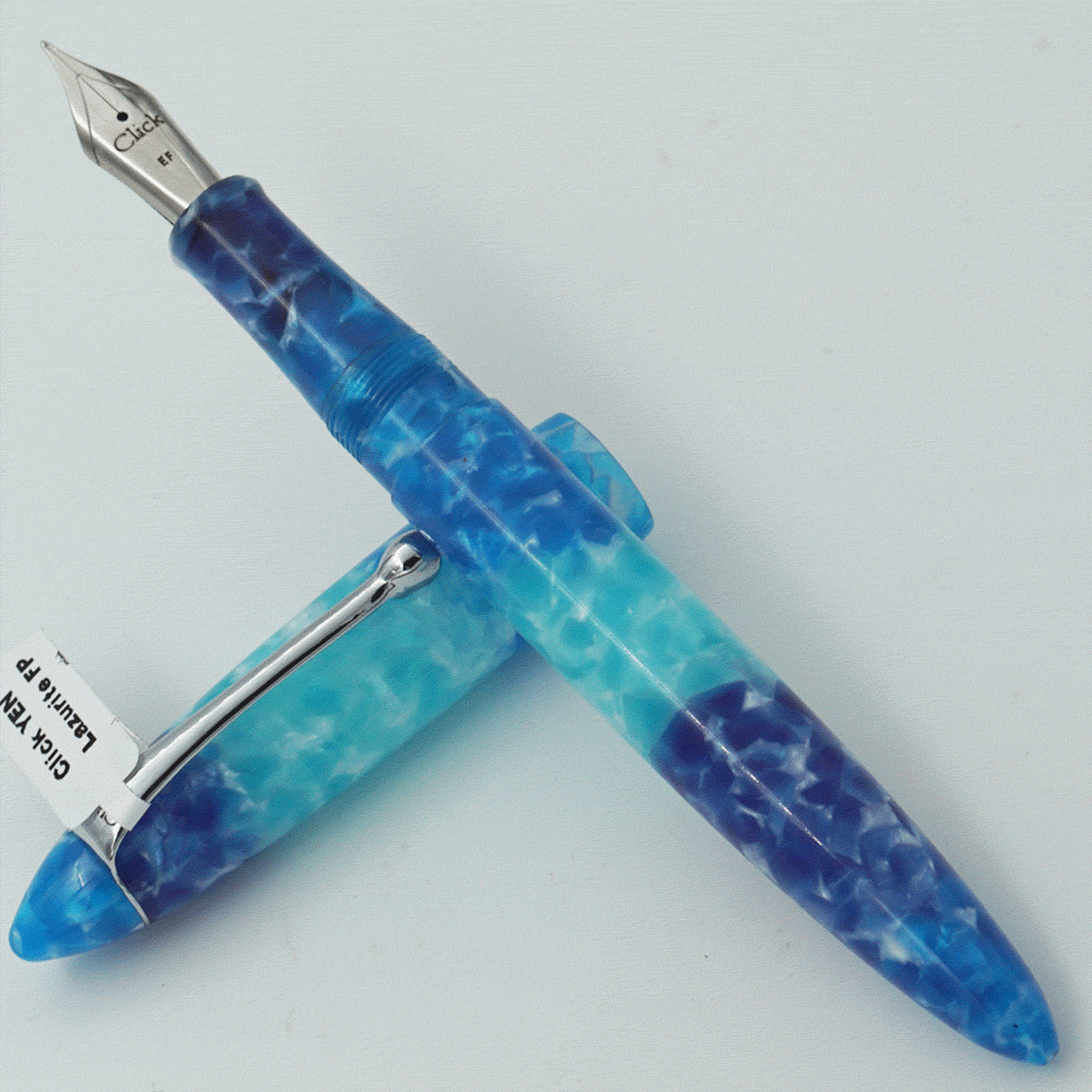 Click YEN Lazurite Sky Blue With Blue Color Acrylic Body And Cap Silver Color Clip No 35 EF Nib  Eye Dropper Model Fountain Pen (3 in 1) (Nib Can be Customised) SKU 24011