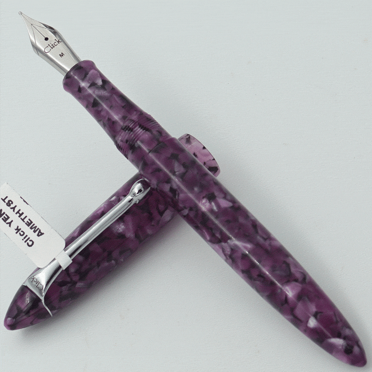 Click YEN AMETHYST Lavender With Black Color Acrylic Body And Cap Silver  Color Clip No 35 Medium Nib Eye Dropper Model Fountain Pen (3 in 1) (Nib  Can