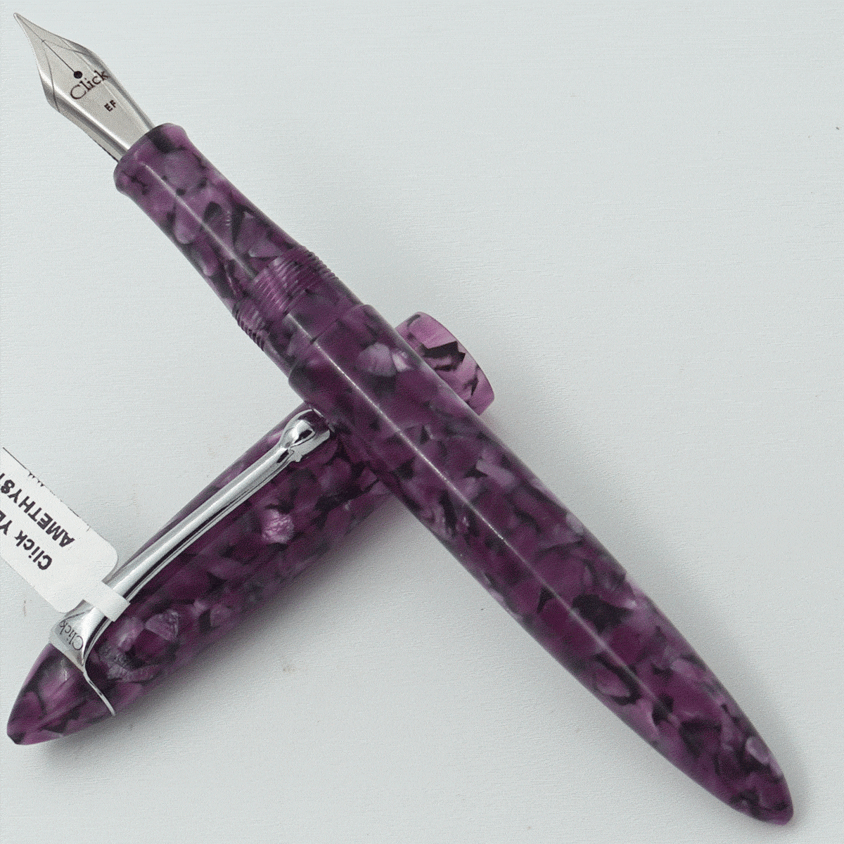 Click YEN AMETHYST Lavender With Black Color Acrylic Body And Cap Silver Color Clip No 35 EF Nib  Eye Dropper Model Fountain Pen (3 in 1) (Nib Can be Customised) SKU 24014