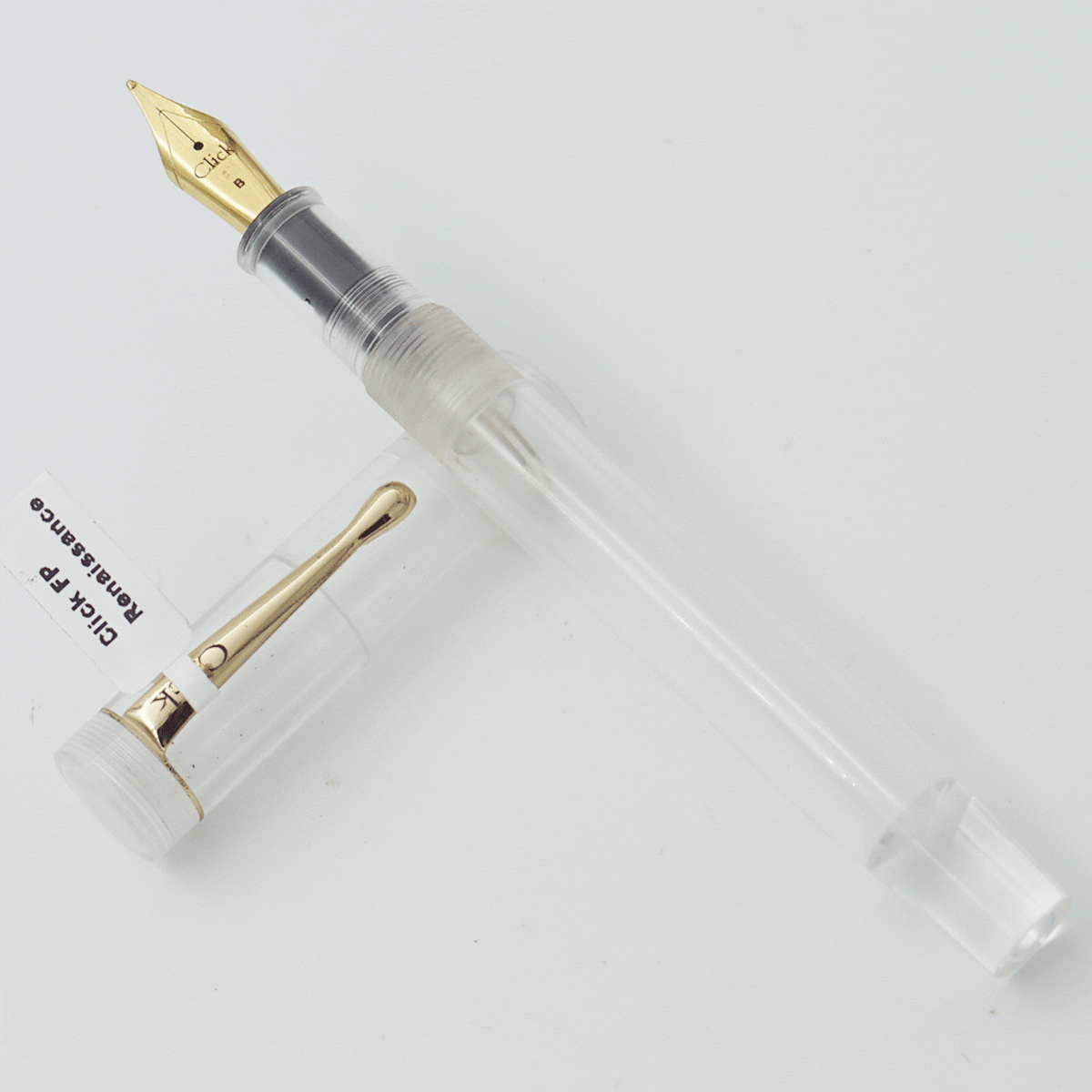 Click Renaissance Demo Demonstrator Body With Cap And Gold Clip No 35 Broad Nib  Eye Dropper Model Fountain Pen (3 in 1) (Nib Can be Customised) SKU 24029