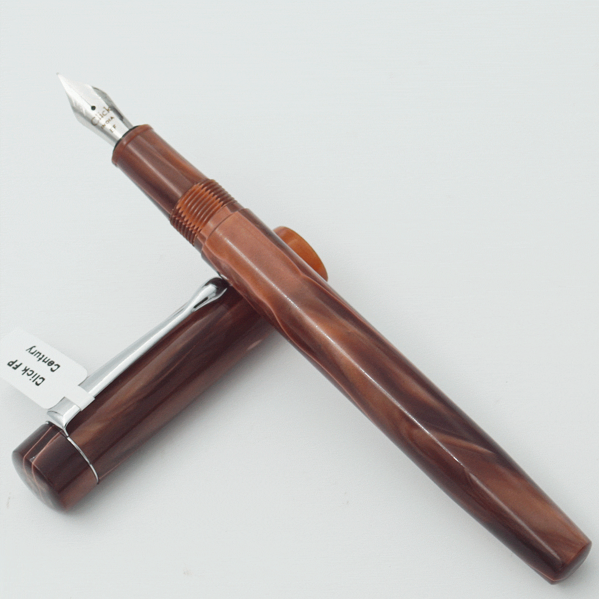 Click Century Brown Color Marble Design Acrylic Body And Cap No 5.5 SSF EF Nib Eye Dropper Model Fountain Pen (3 in 1) (Nib Can be Customised) SKU 24050