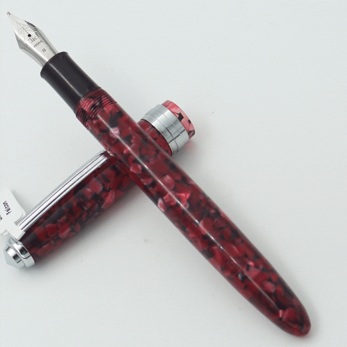 Click Falcon Ruby Red Color Acrylic Body With Silver Color Clip No 35 SSF Broad Nib Eye Dropper Model Fountain Pen (3 in 1) (Nib Can be Customised) SKU 24061