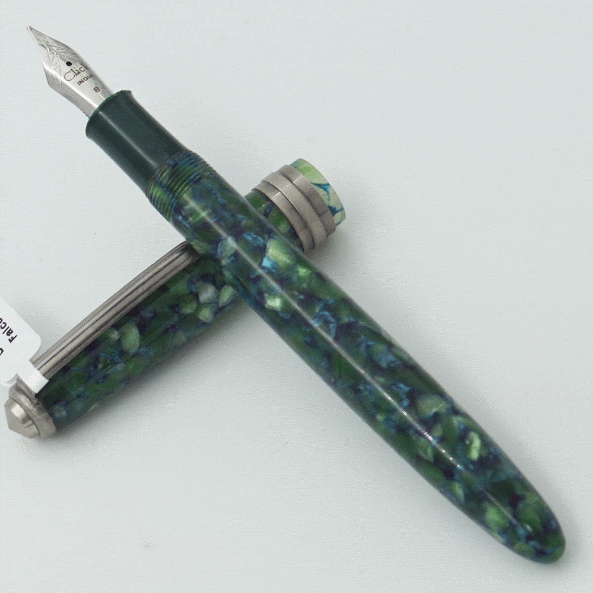 Click Falcon Jade Green Color Acrylic Body With Silver Color Clip No 35 SSF Broad Nib Eye Dropper Model Fountain Pen (3 in 1) (Nib Can be Customised) SKU 24063