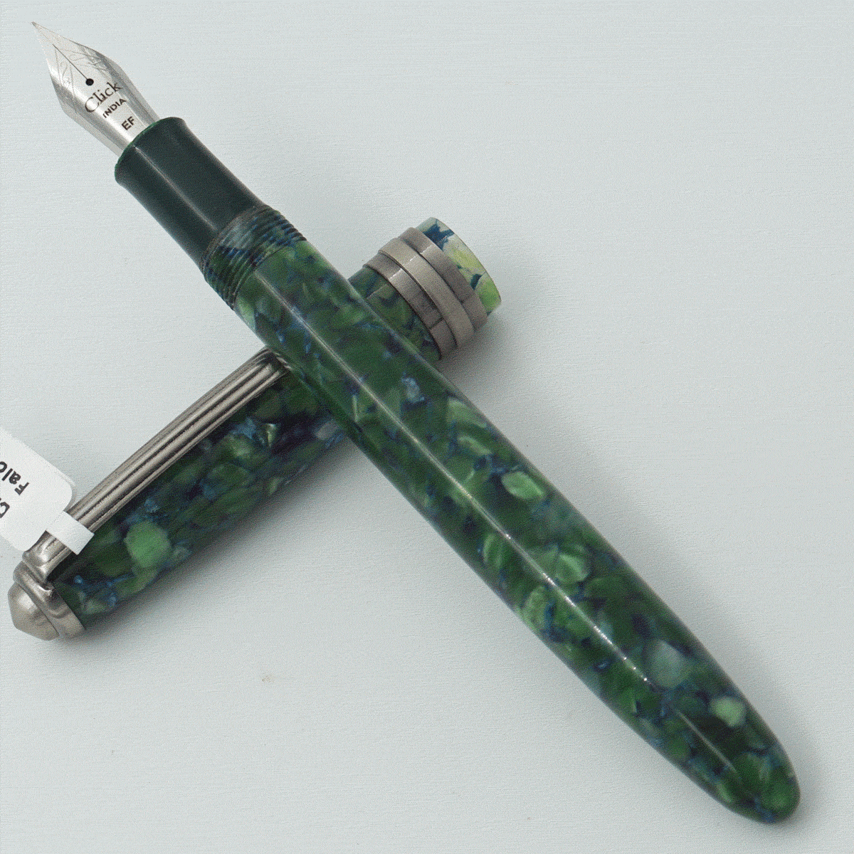 Click Falcon Jade Green Color Acrylic  Body With Silver Color Clip No 35 SSF EF Nib Eye Dropper Model Fountain Pen (3 in 1) (Nib Can be Customised) SKU 24064