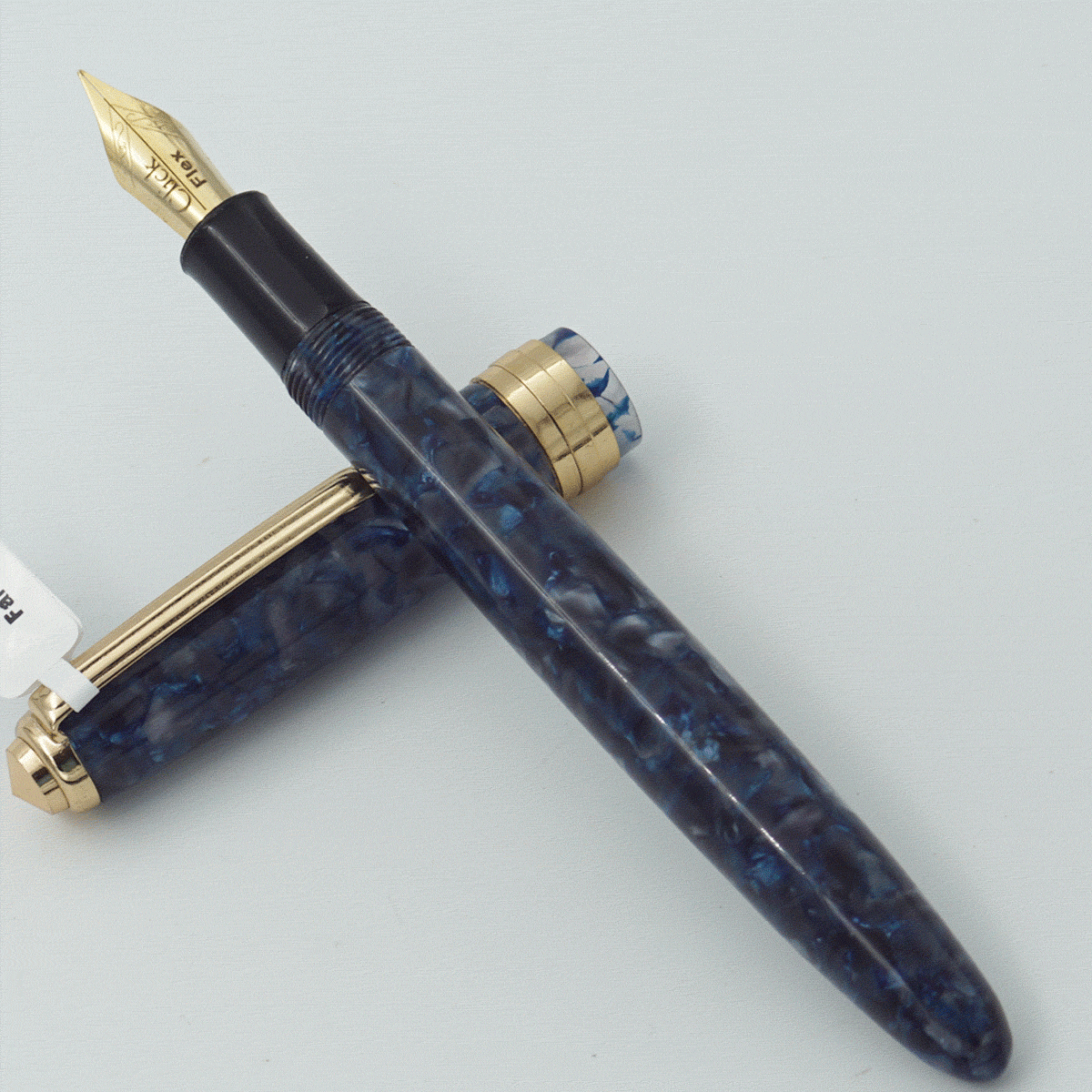 Click Falcon Flashy Blue Color Acrylic Body With Golden Color Clip No 35 GT Fine Flex Nib Eye Dropper Model Fountain Pen (3 in 1) (Nib Can be Customised) SKU 24068