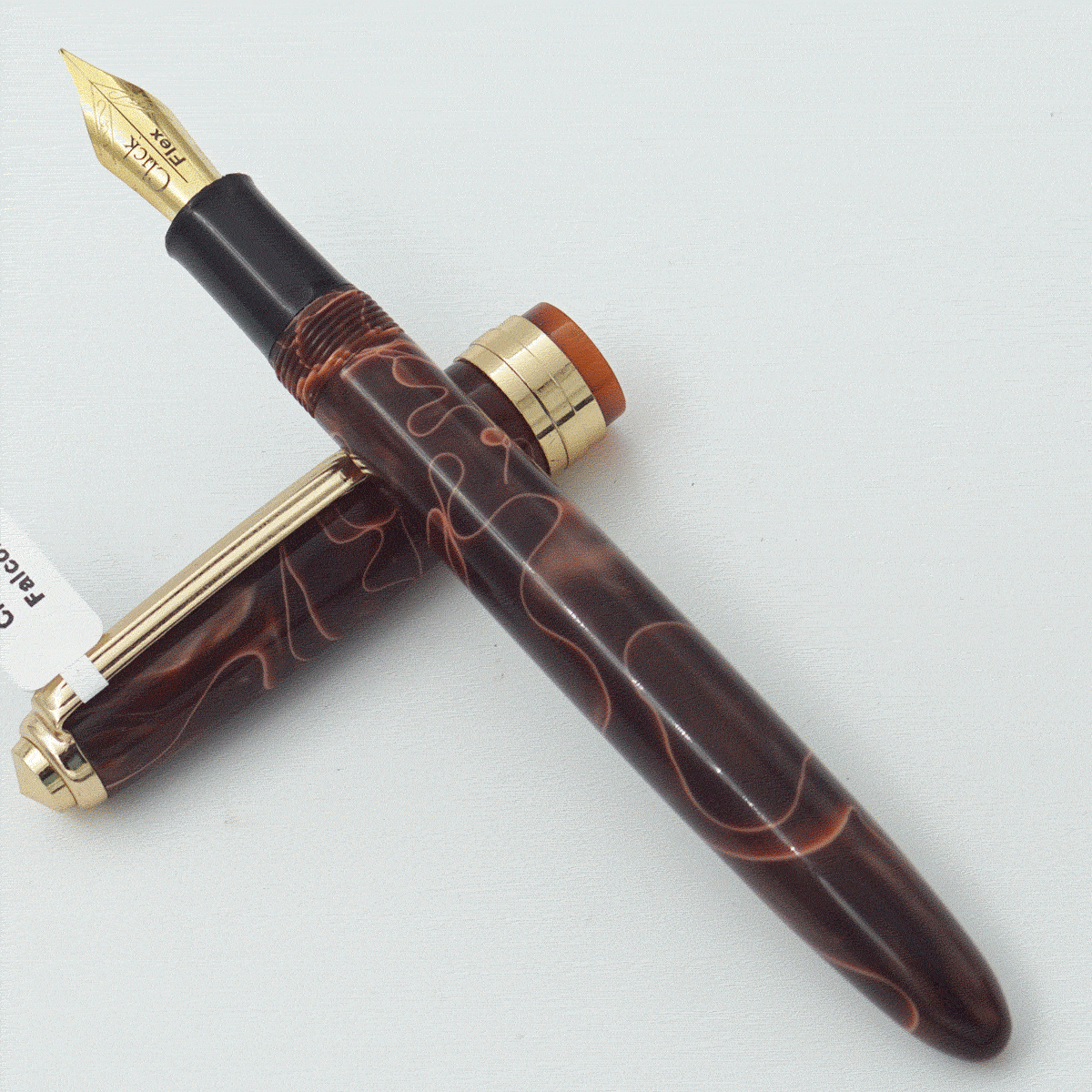 Click Falcon Brown Color Acrylic Body With Golden Color Clip No 35 GT Fine Nib Eye Dropper Model Fountain Pen (3 in 1) (Nib Can be Customised) SKU 24075