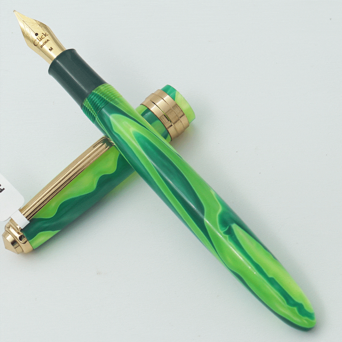 Click Falcon Green Color Acrylic Body With Golden Color Clip No 35 GT Medium Nib Eye Dropper Model Fountain Pen (3 in 1) (Nib Can be Customised) SKU 24077