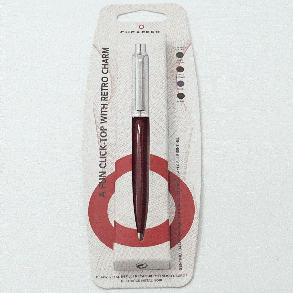 Sheaffer Sentinel Red Color Body With Silver Color Cap Medium Tip Retractable Type Ball Pen SKU 24161