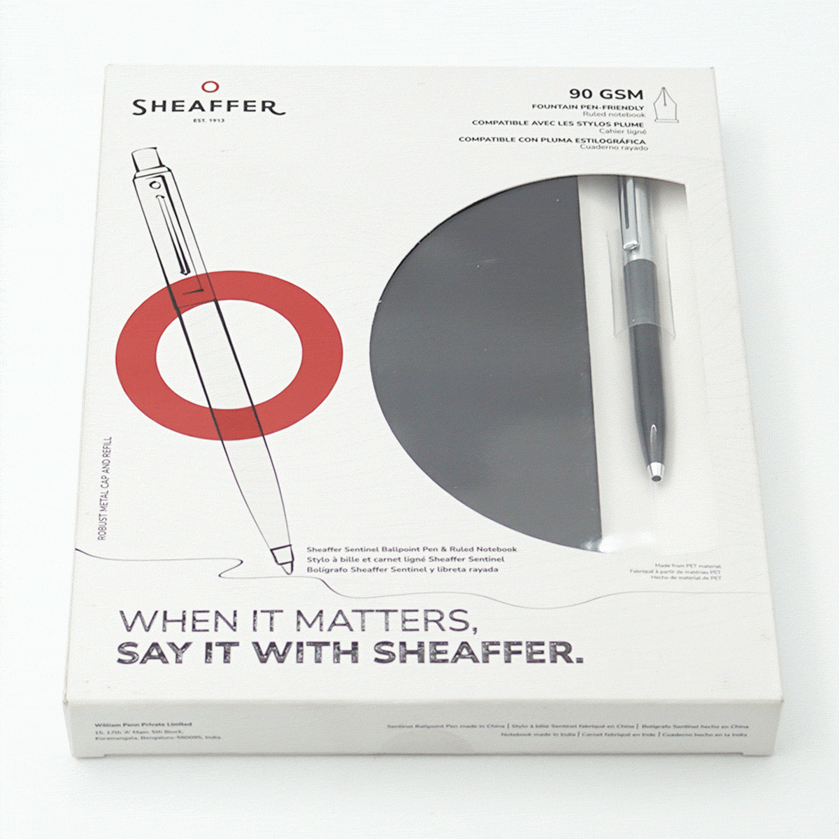 Sheaffer Hangsell Black Color Body With Silver Cap Medium Tip Retractable Type Ball Pen With Diary Pen Set SKU 24163