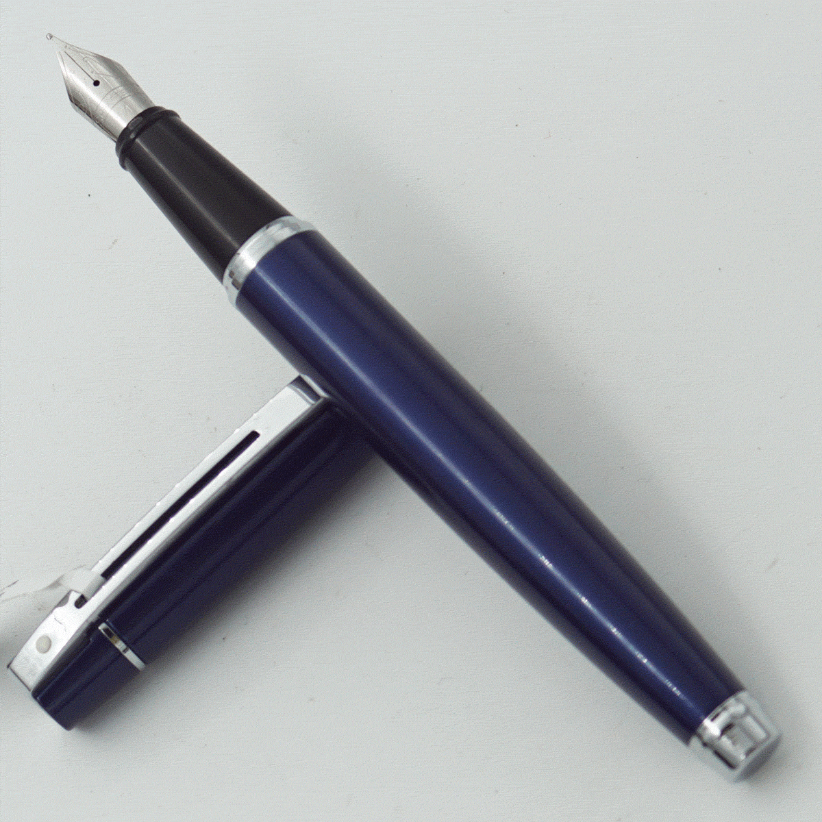 Sheaffer 9341 Blue Color Body With Blue Color Cap And Silver Trims With Silver Clip Medium Nib Converter Type Fountain Pen SKU 24174