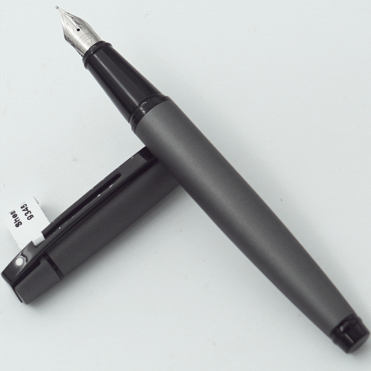Sheaffer 9345 Mat Grey Color Body With Cap and Black Trims With Black Clip Medium Nib Converter Type Fountain Pen SKU 24176