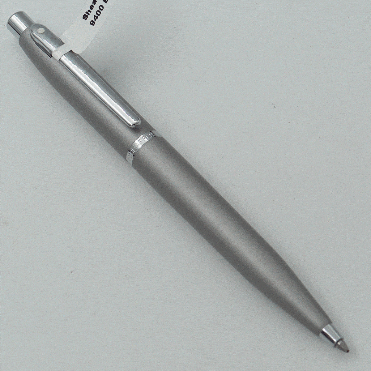 Sheaffer 9400 Ash Color Body With Cap And Silver Clip Medium Tip Retractable Type Ball Pen SKU 24178
