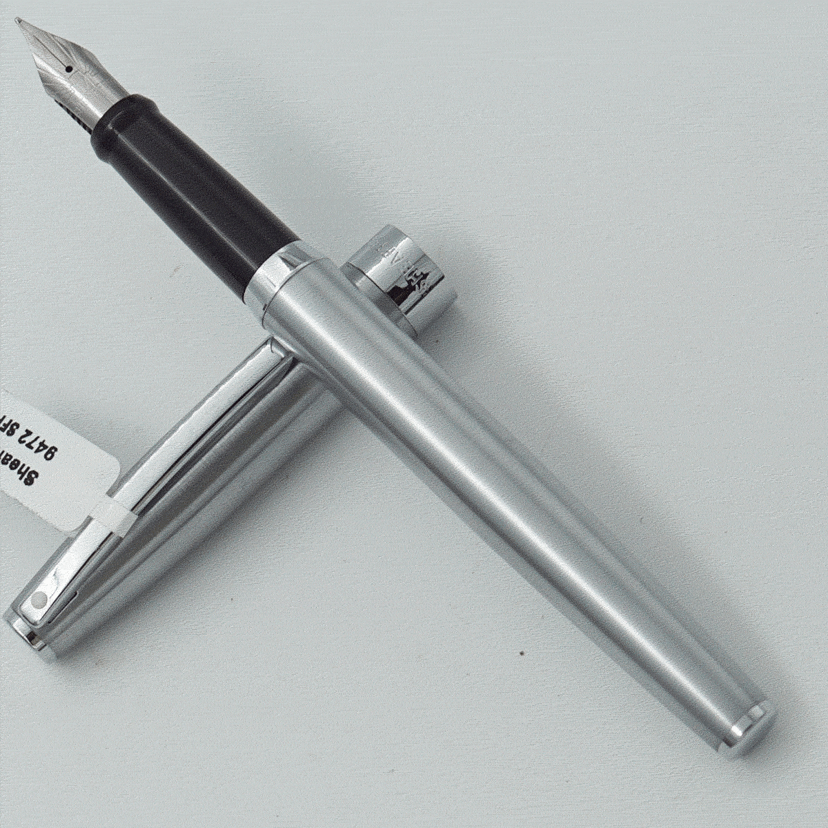 Sheaffer 9427 Silver Color Body With Cap And Silver Clip Medium Nib Converter Type Fountain Pen SKU 24183