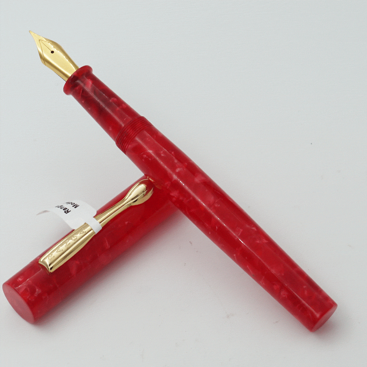 Ranga Handmade Model 3 Premium Acrylic P11 Red on Red Cracked Ice Color Body With Golden Clip German Jowo Nib Converter Type Fountain Pen (Nib Can be Customized With Fine or Medium or Broad) SKU 24247
