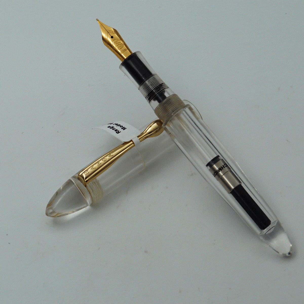 Ranga Handmade Model 9B Clear Acrylic  Transparent Body With Golden Clip German Bock Nib Converter Type Fountain Pen (Nib Can be Customized With Fine or Medium or Broad) SKU 24262