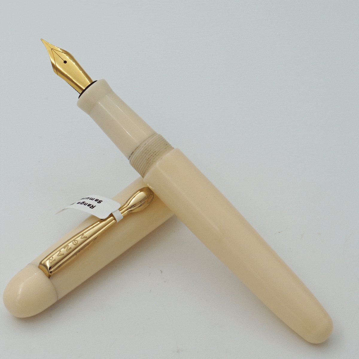 Ranga Handmade Samurai Model R5 Regular Acrylic Solid Ivory Color Body With Golden Clip German Jowo Nib Converter Type Fountain Pen (Nib Can be Customized With Fine or Medium or Broad) SKU 24266
