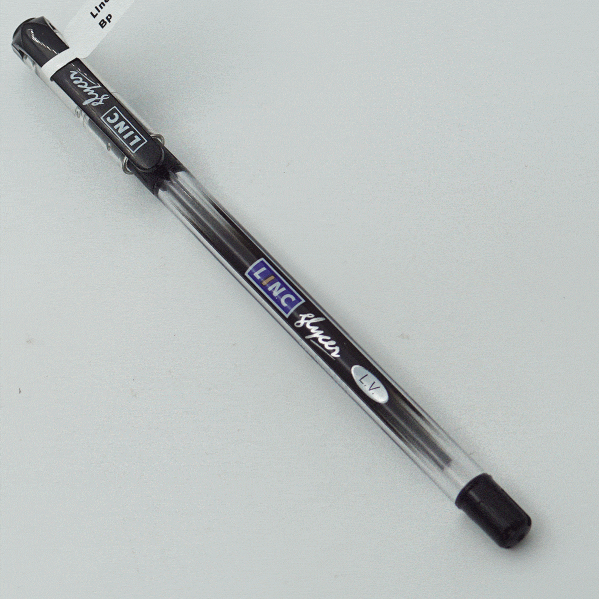Linc Glycer Transparent Body With Black Color Clip Fine Tip Cap Type Ball Pen SKU 24311