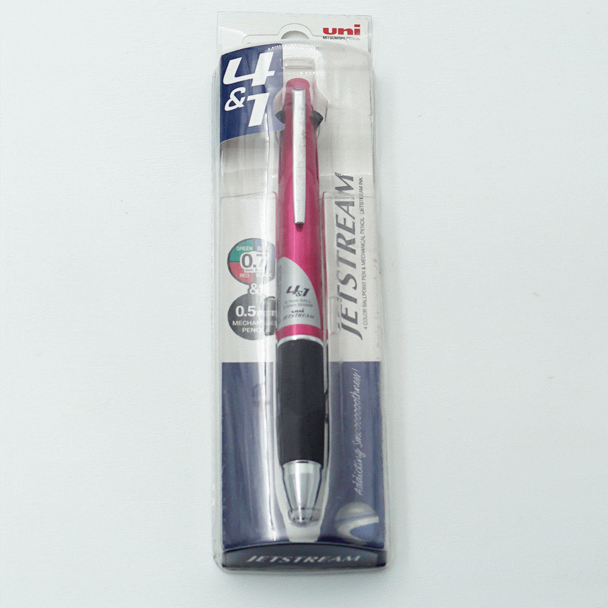 Uniball MSXE5-1000-07 Jetstream Pink Color Body With 4 Color 0.7mm Ballpoint Pen and 0.5mm Mechanical Pencil SKU 24313