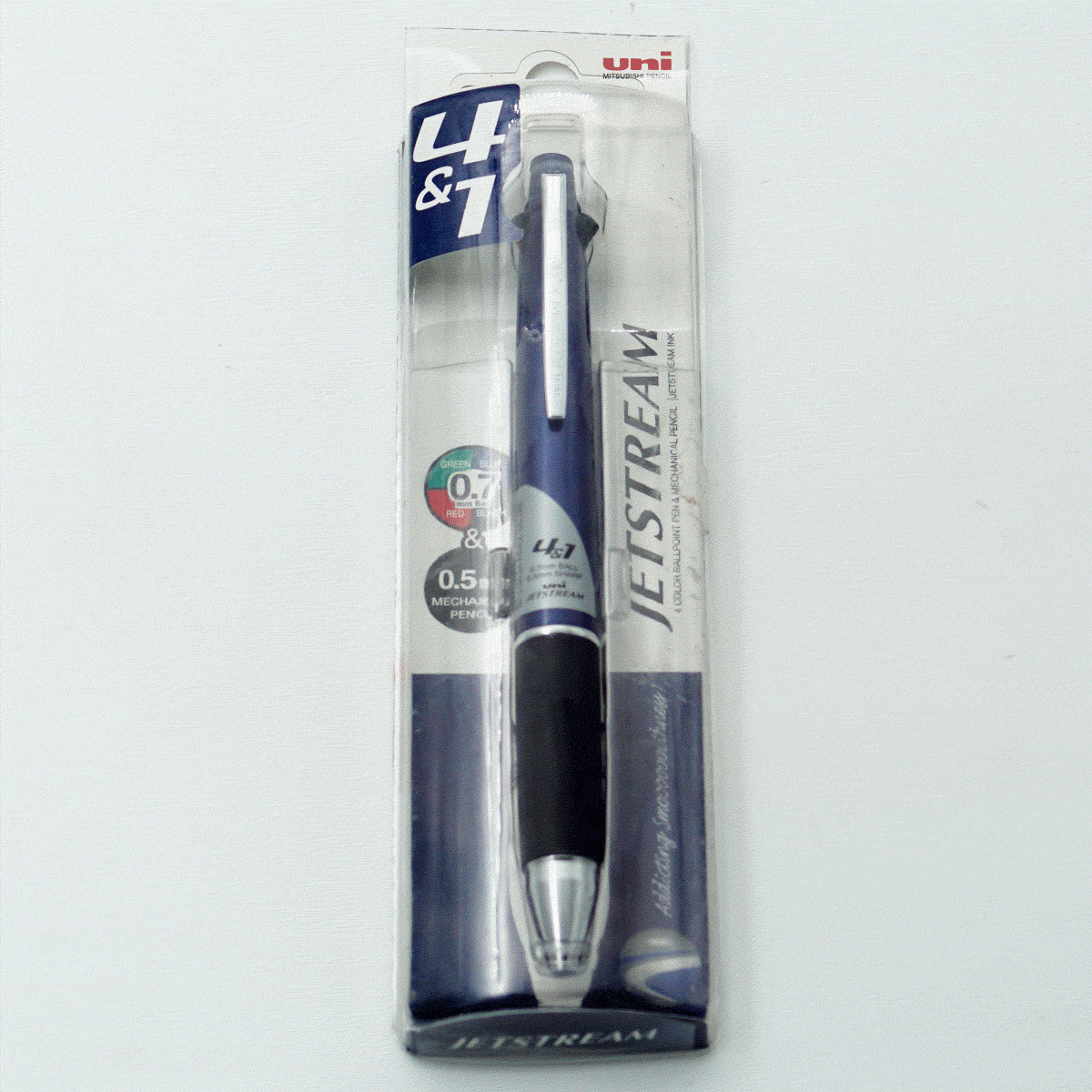 Uniball MSXE5-1000-07 Jetstream Blue Color Body With 4 Color 0.7mm Ballpoint Pen and 0.5mm Mechanical Pencil SKU 24314
