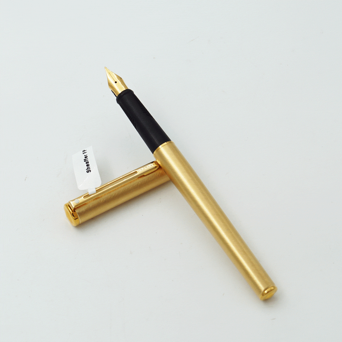 Sheaffer Agio Brushed Gold Body With Golden Clip Medium Nib Converter Type Fountain Pen SKU 24330