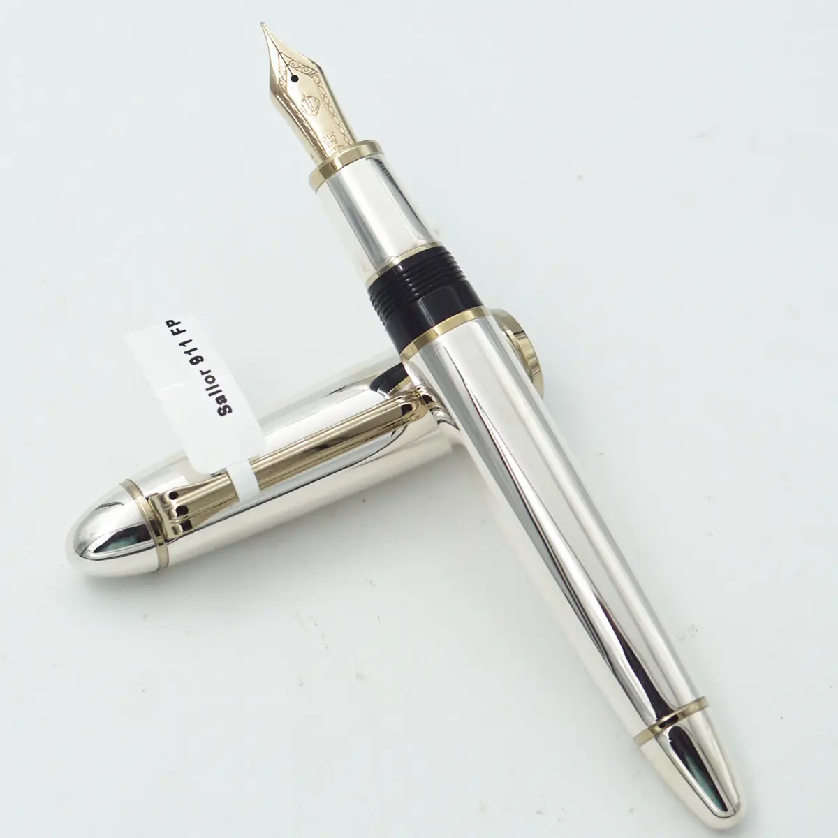 Sailor 1911 Sterling Silver 925 Silver Color Body With Gold Clip Fine Nib  Cartridge Type Fountain Pen SKU 24353