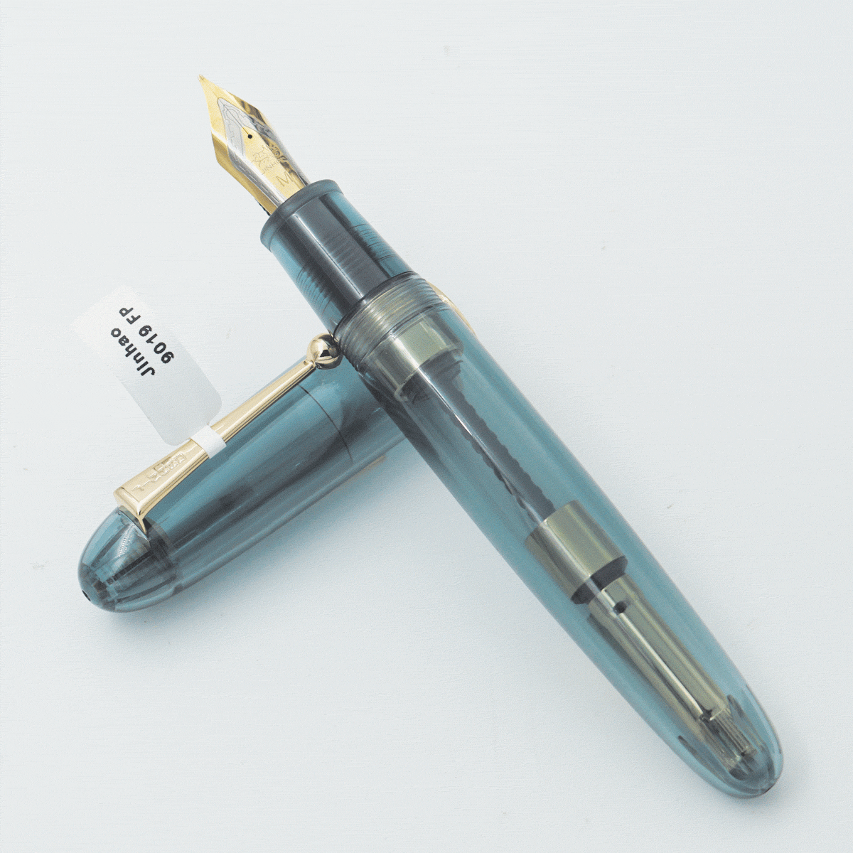 Jinhao 9019 Transparent Green Color Body With Golden Color Clip No 40 Medium Nib Converter Type Fountain Pen SKU 24356