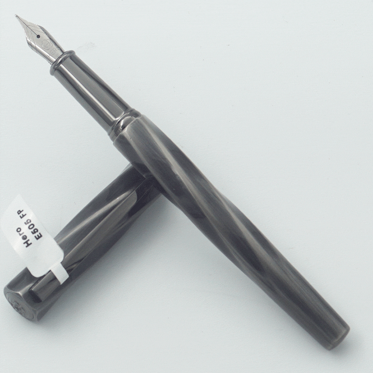 Hero E505 Grey Color Helical Design Body With Black Color Clip Fine Nib Converter Type Fountain Pen SKU 24373