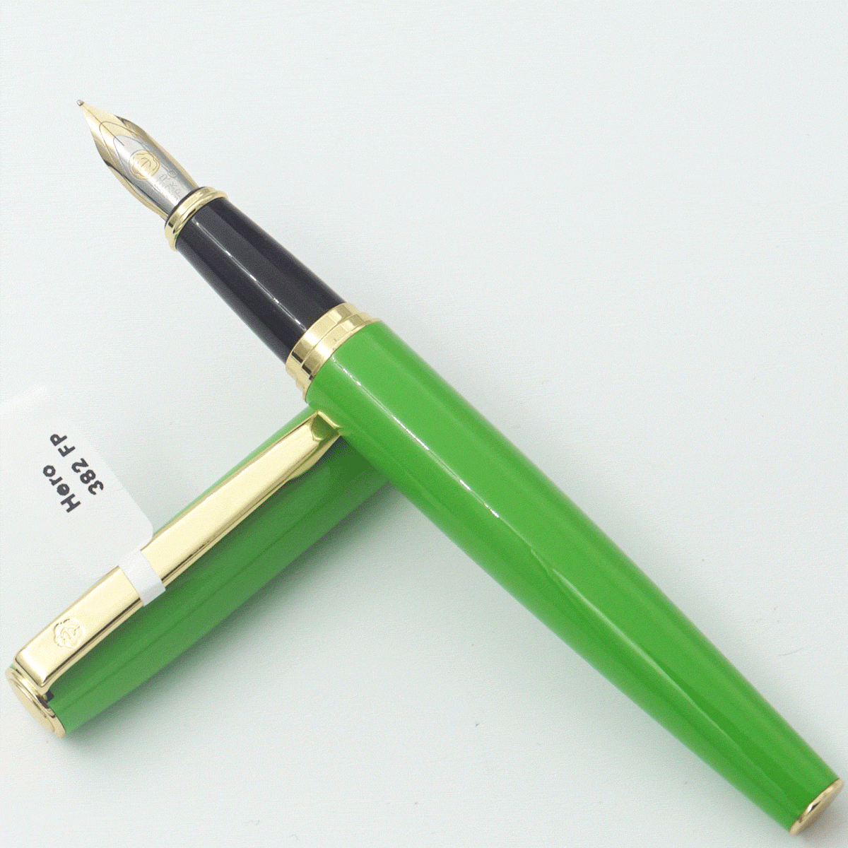 Hero 382 Green Color Body With Golden Color Clip Fine Nib Converter Type Fountain Pen SKU 24379