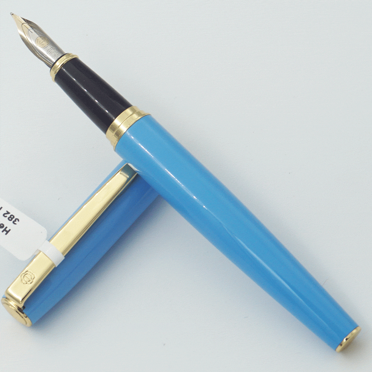 Hero 382 Sky Blue Color Body With Golden Color Clip Fine Nib Converter Type Fountain Pen SKU 24380
