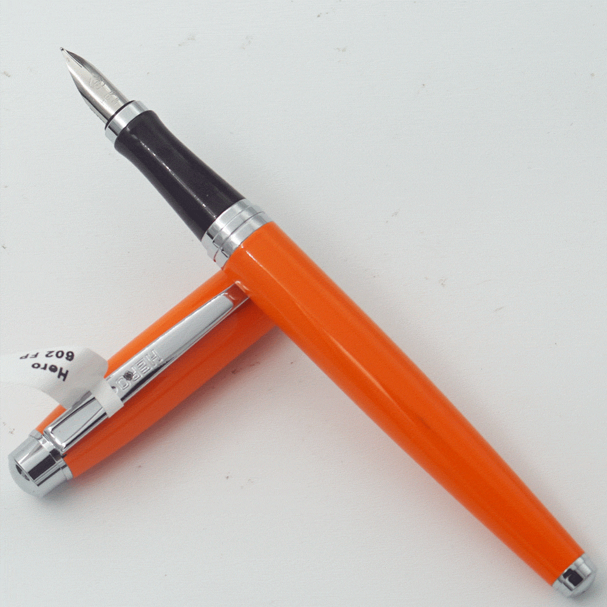 Hero 602 Orange Color Body With Silver Color Clip EF Nib Converter Type Fountain Pen SKU 24384