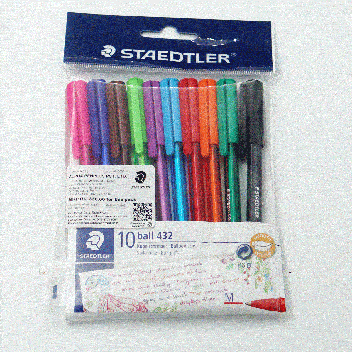 Staedtler 432 Assorted Color Medium Tip Cap Type Ball Pen Set SKU 24395
