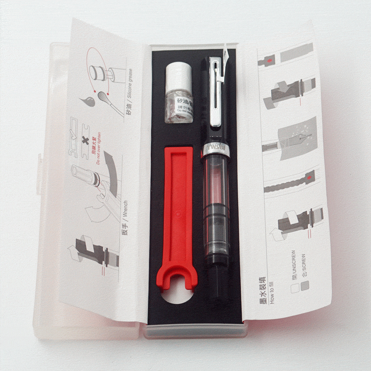 TWSBI Transparent Body With Black Color Cap And Silver Clip Medium Nib  Piston Type Fountain Pen SKU 24405