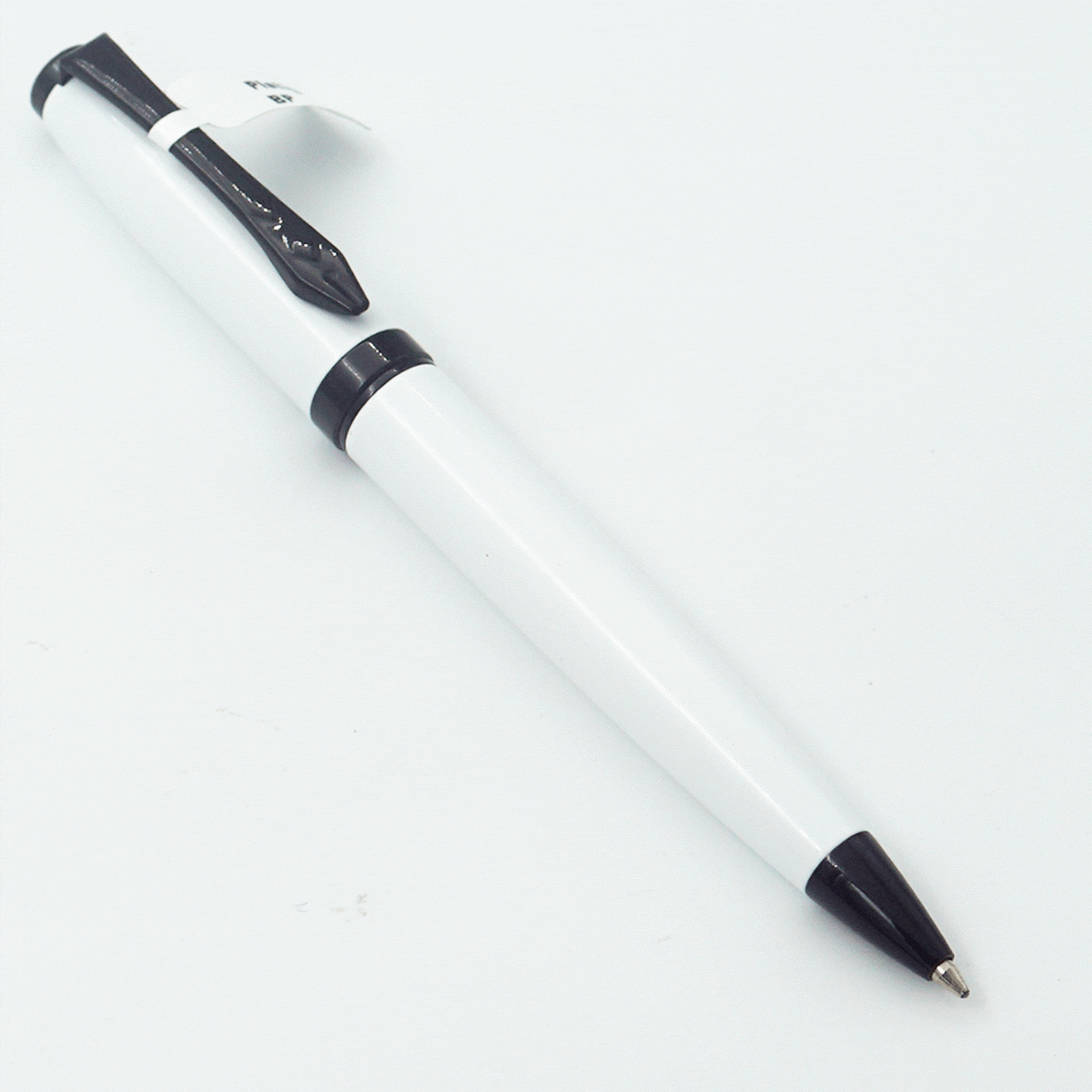 Platignum Studio White Color Body With Black Color Clip Medium Tip Twist Type Ball pen SKU 24407
