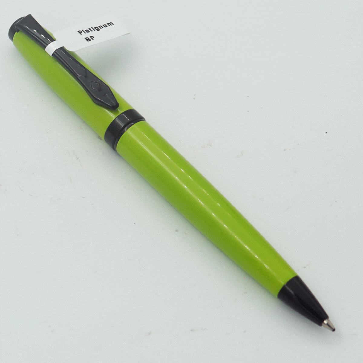 Platignum Studio Lime Green Color Body With Black Color Clip Medium Tip Twist Type Ball pen SKU 24409