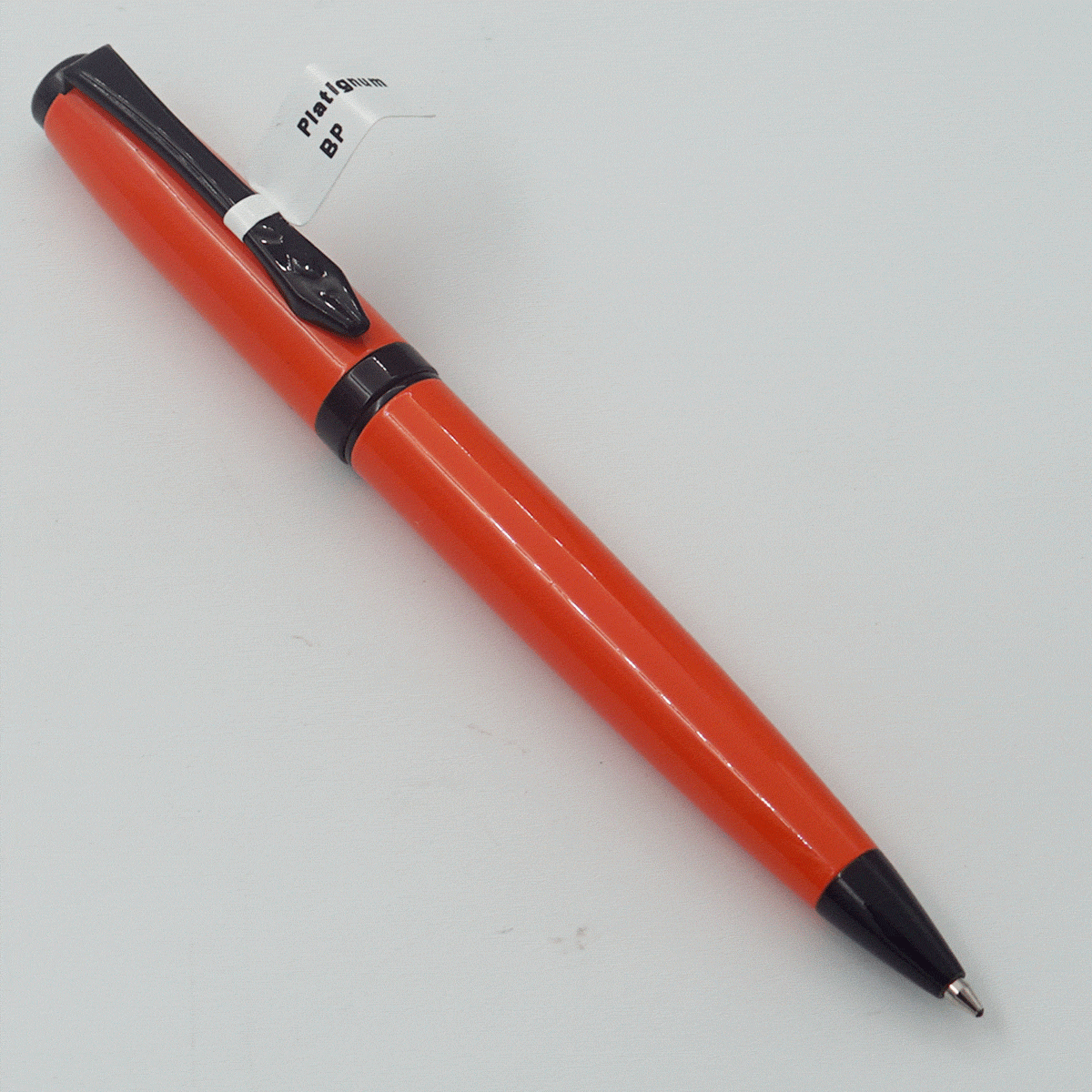 Platignum Studio Orange Color Body With Black Color Clip Medium Tip Twist Type Ball pen SKU 24412