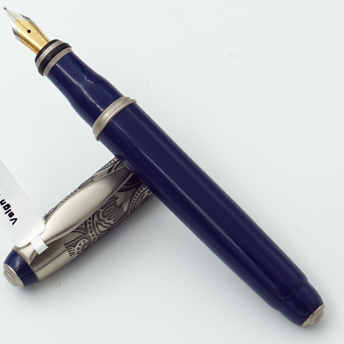 Vsign SB Dark Blue Color Body With Silver Color Designed Cap Medium Nib Converter Type Fountain Pen SKU 24446