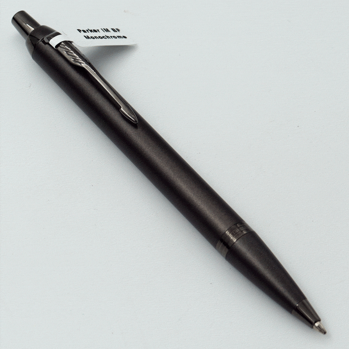 Parker IM Monochrome Grey Color Body With Titanium Trims And Clip Medium Tip Retractable Type Ball Pen SKU 24498