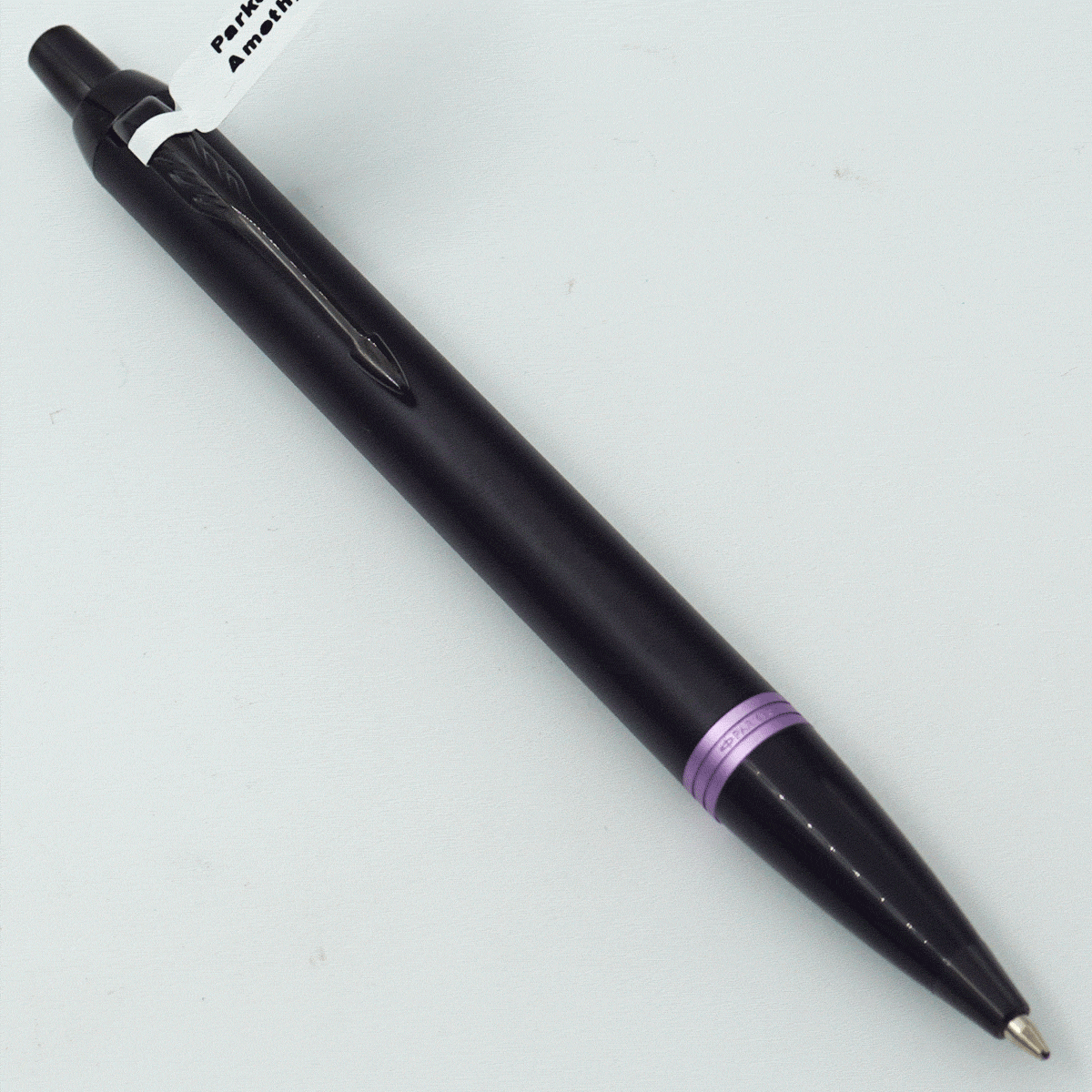 Parker IM Amethyst Black Color Body With Purple Trims And Black Clip Medium Tip Retractable Type Ball Pen SKU 24506