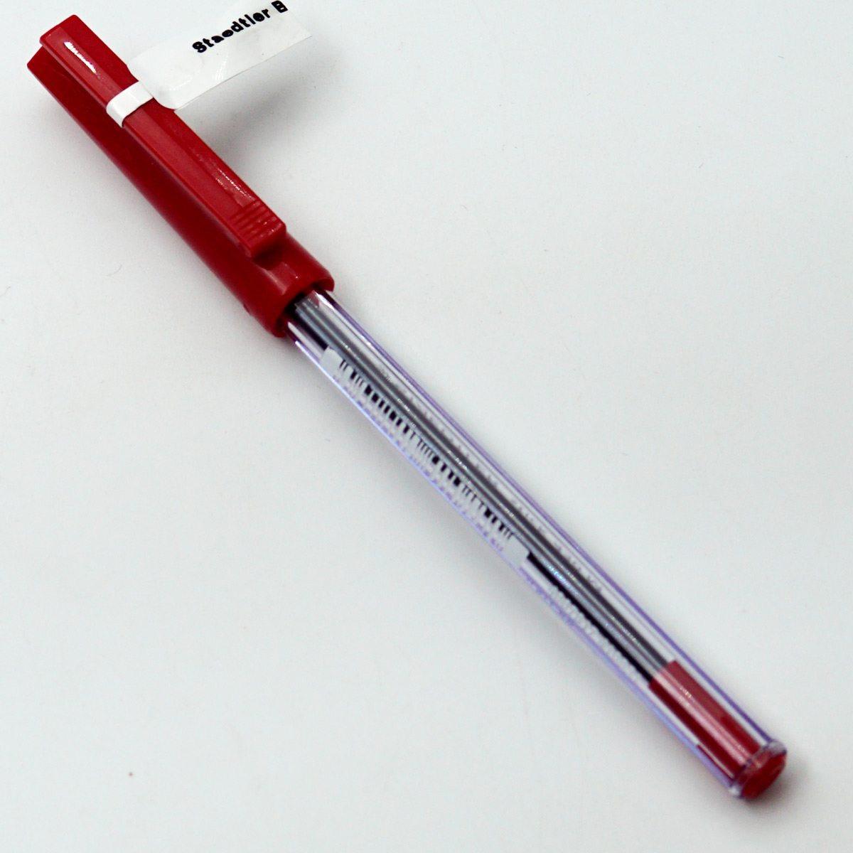 Staedtler 430 M-2 Transparent Body With Red Color Clip Red writing Medium Tip Cap Type Ball Pen SKU 24512