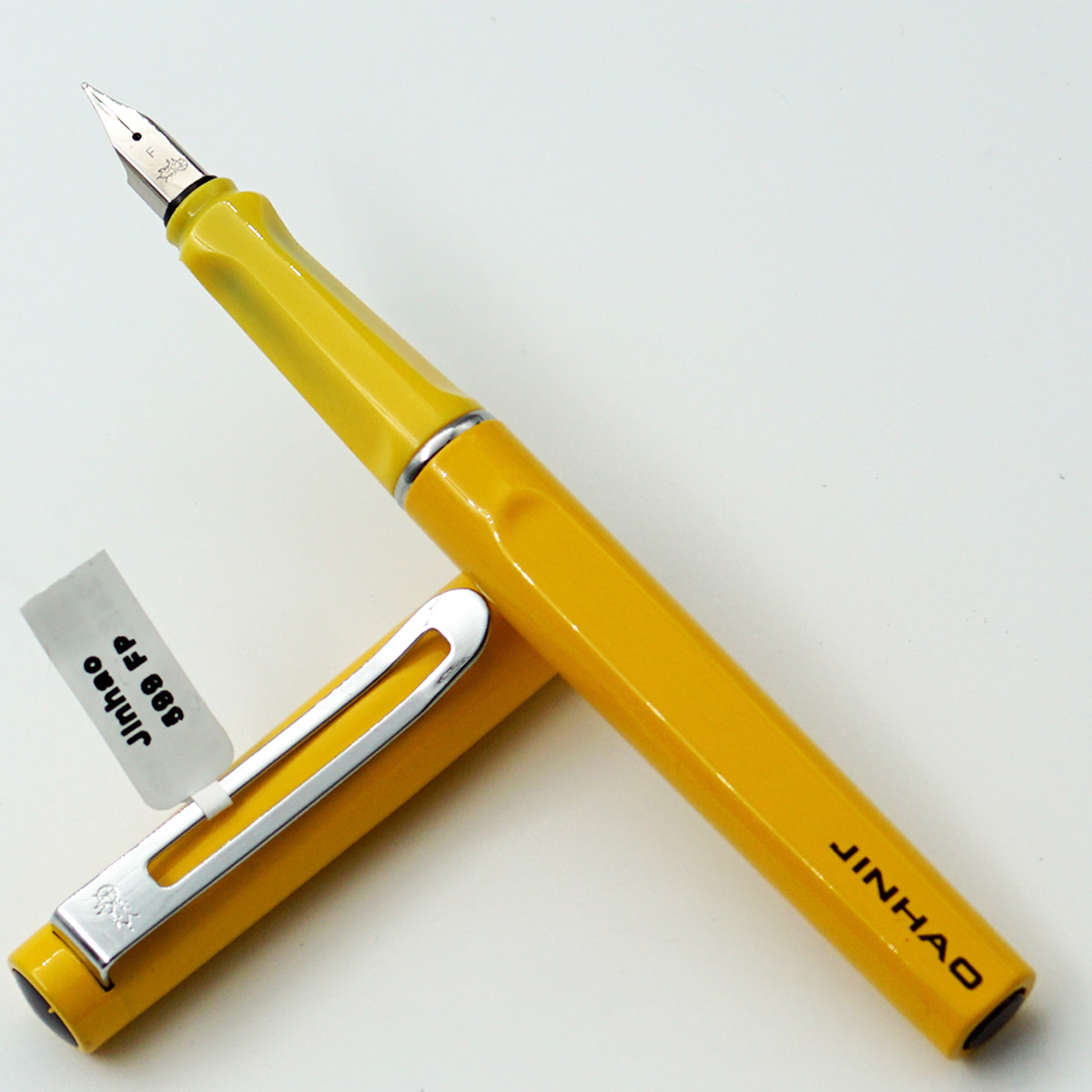 Jinhao 599 Yellow Color Body With 5.5 Fine Nib With Silver Designed Clip Converter Type Fountain Pen SKU 24522