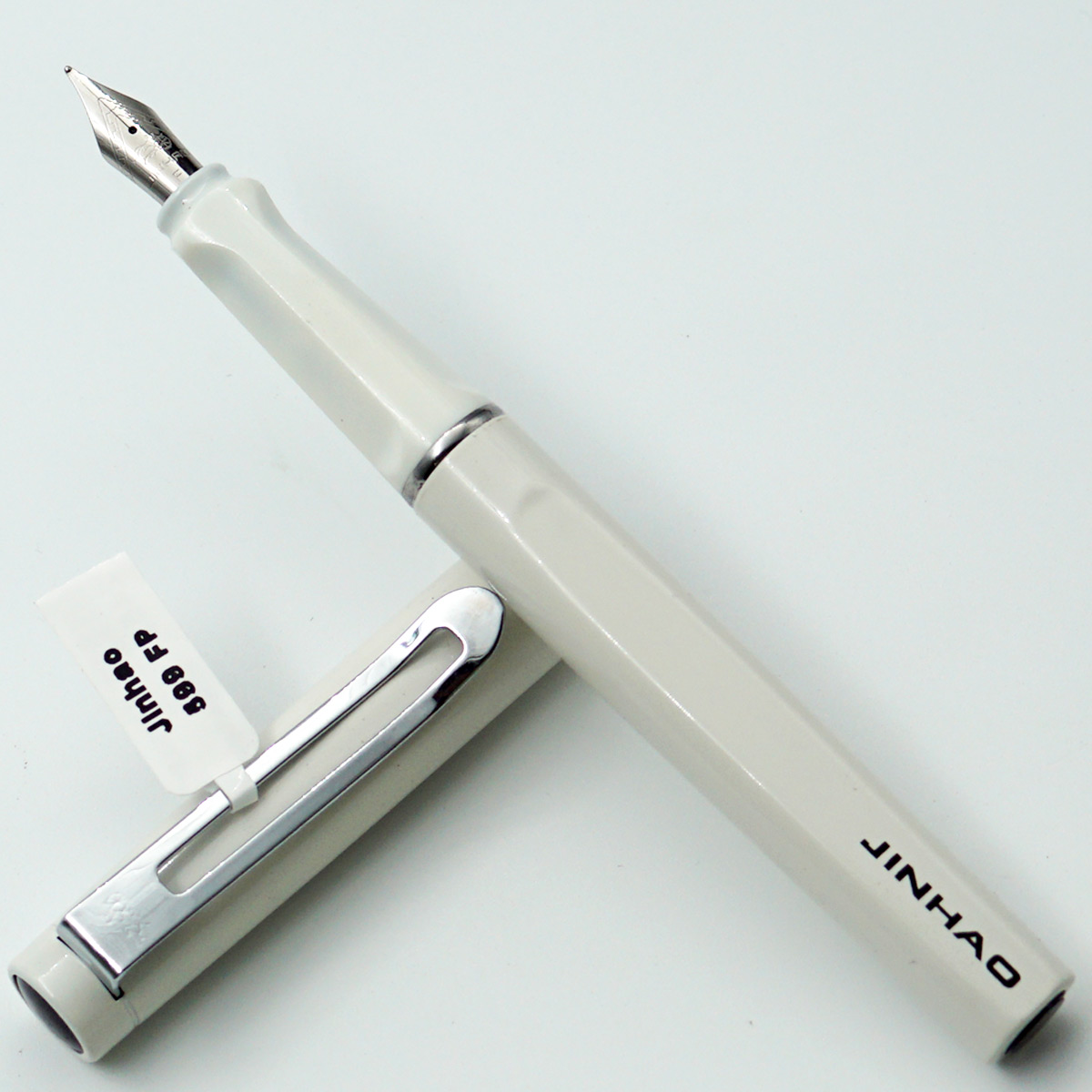 Jinhao 599 White Color Body With 5.5 Fine Nib With Silver Designed Clip Converter Type Fountain Pen SKU 24524