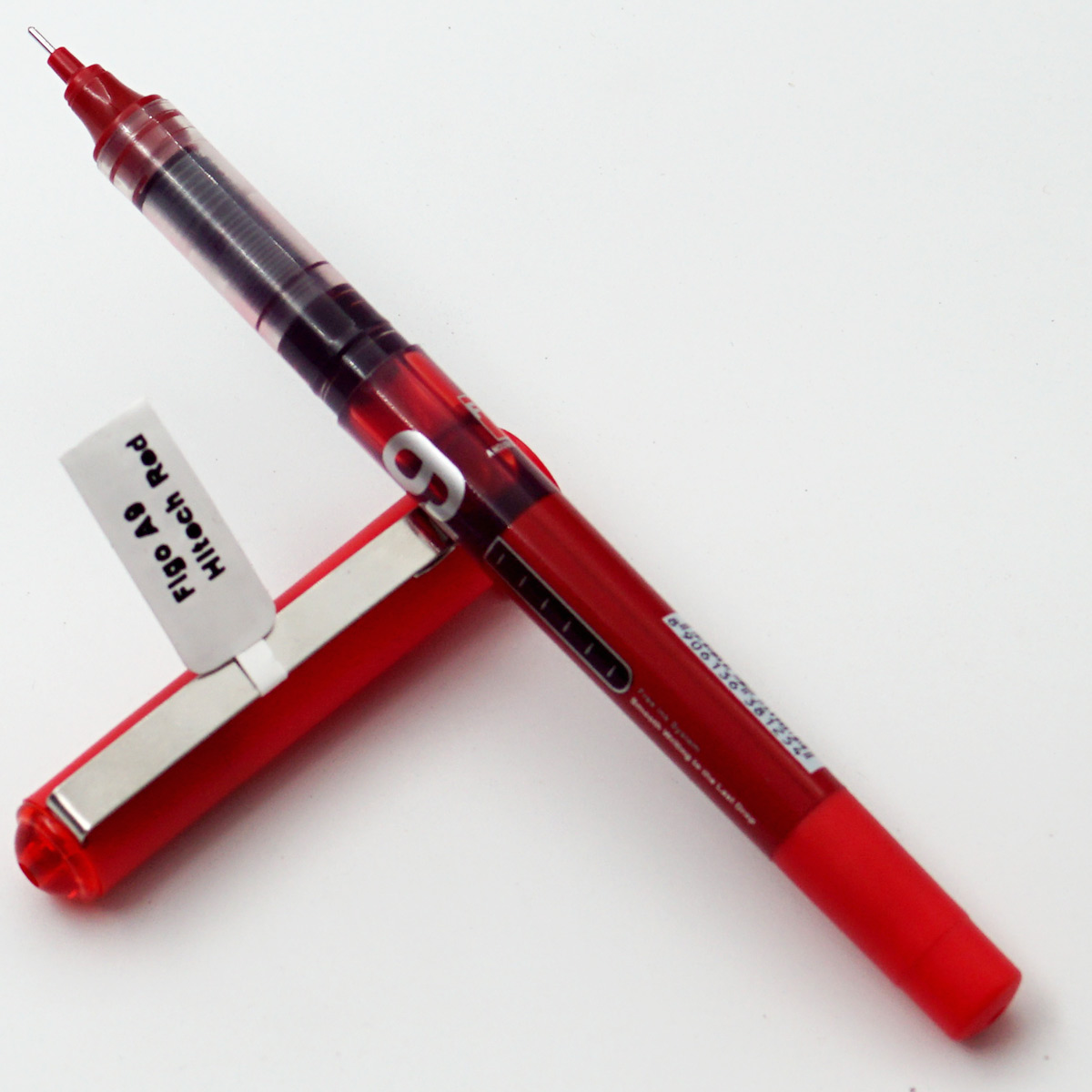 Figo A9 Hitech Red Color Body With Silver Clip 0.6mm Tip Red Writing Cap Type Gel Pen SKU24556