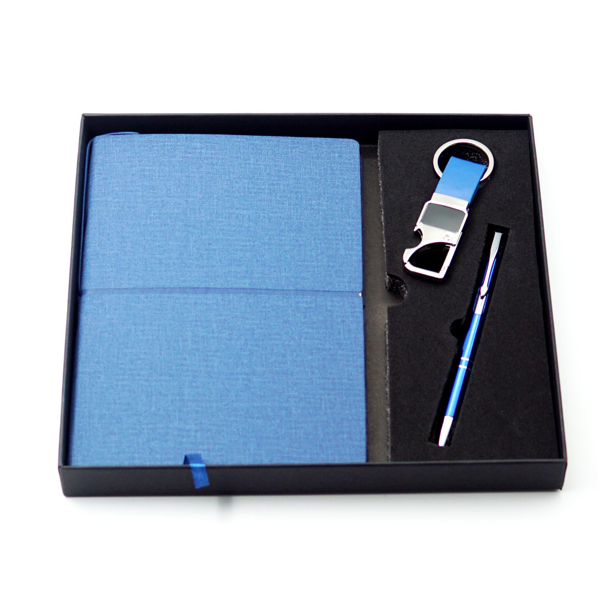 penhouse.in 3 in 1 Blue Color Body With Fine Tip Retractable Type Ball Pen With Metal Keychain With Dairy  Set  SKU24564