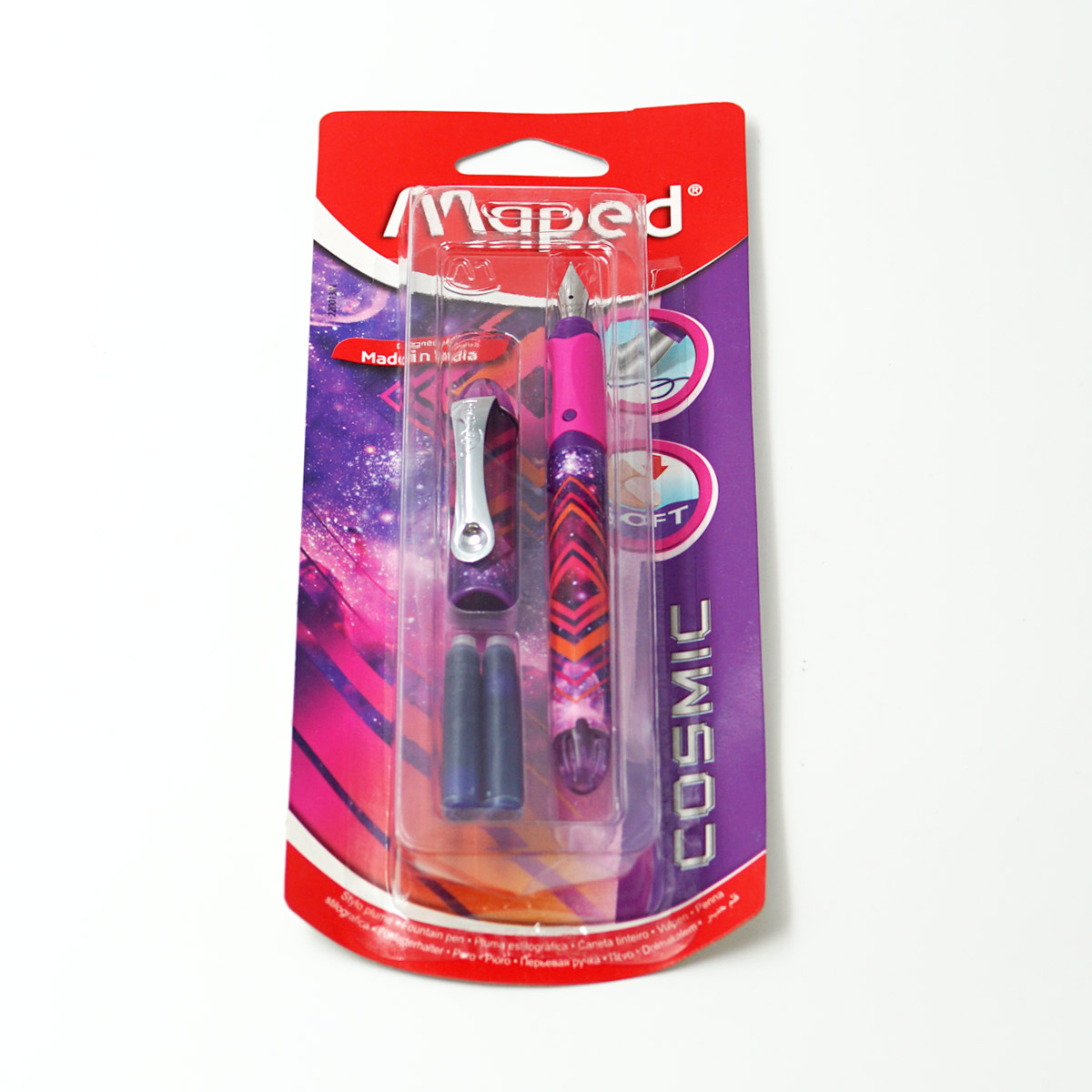 Maped 220013 Pink Color Designed Body With Silver Clip Iridium Nib Cartridge Type Fountain Pen SKU24571