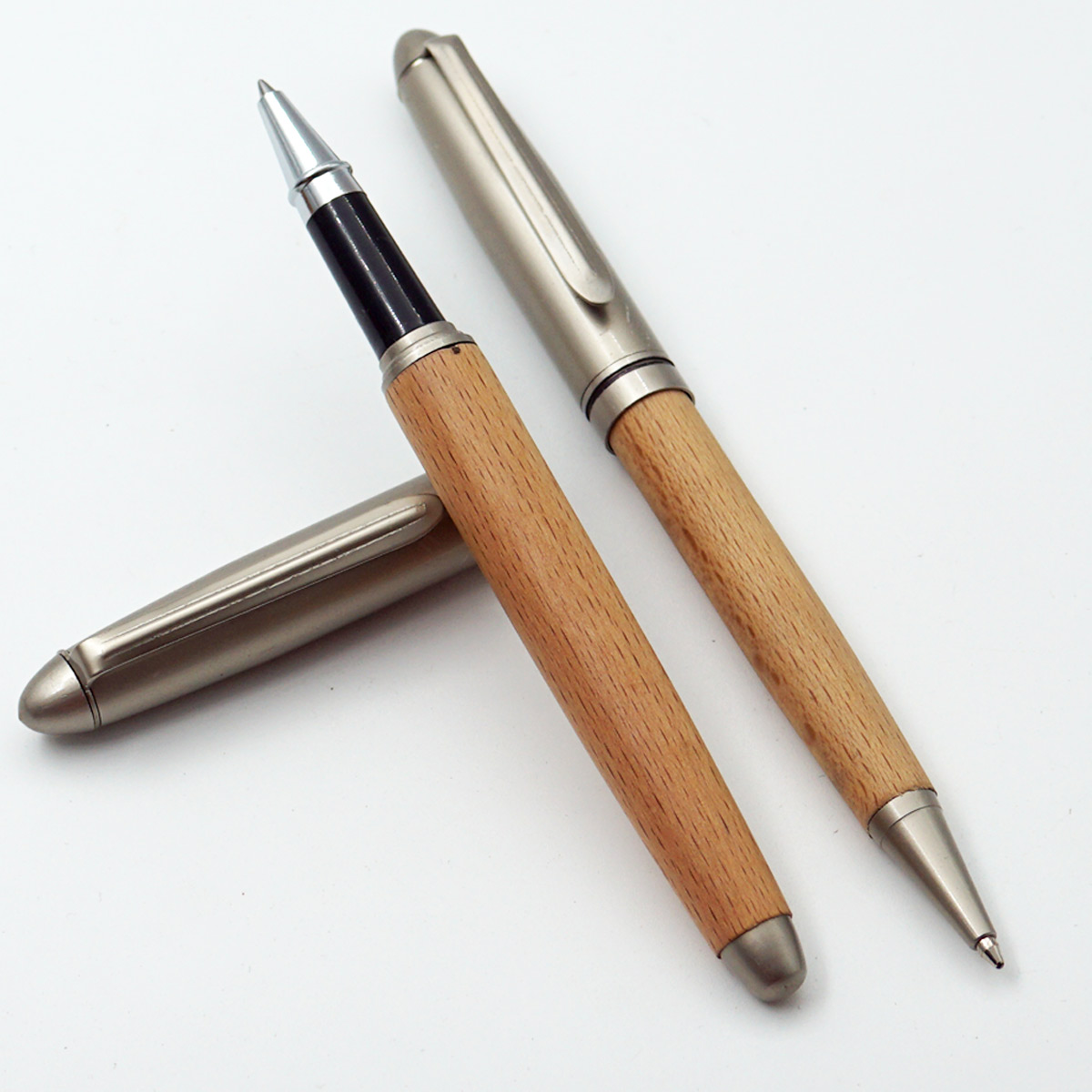 penhouse.in Wooden Box With Twist Type Ball Pen With Roller Ball Pen Set SKU24579